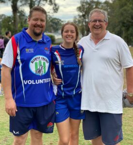 Bill Peterkin (Director Junior Blasters & Blowfly Cricket), Danielle Chivers (Head Coach - Junior Blasters & Cricket Australia Young Community Leader of the Year 2020) and Graham Chivers (former Director Girls) at Junior Blasters Day 1 - Edward Bennett Oval, 24th October 2020