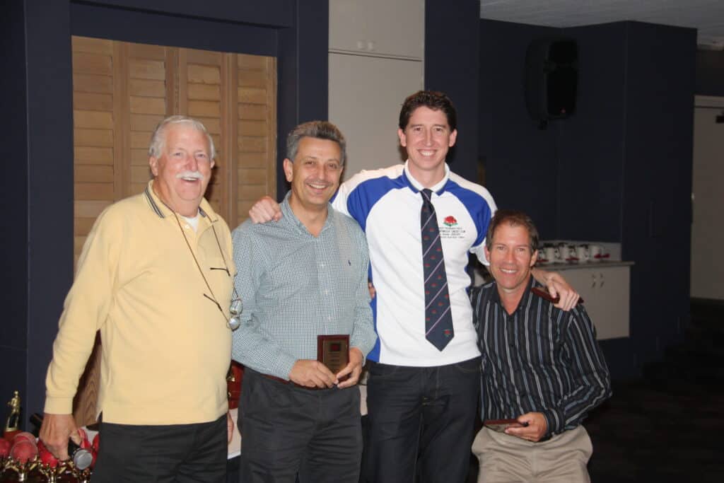3,000 run scorers - Peter Lees, Leigh van Den Broeke and Eric Junkkari with Barry McDonald at Presentation Night - Seniors Presentation Night @ Castle Hill RSL Friday 6 May 2011.