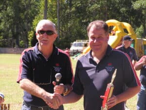 Evan Hutchings receiving the President's Award (2005/06) for outstanding service from Barry McDonald Juniors Presentation Day. In the background is Andrew Miedler - Campbell Park, March 2006.