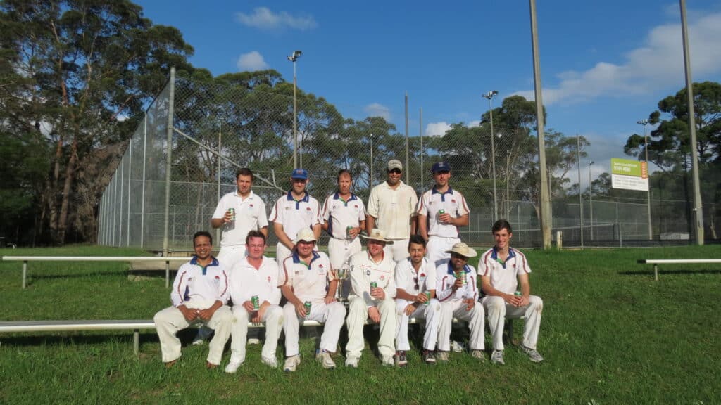 C1 Grade Grand Final (193) Vs Sydney Lions (126) @ Kenthurst Park - 29th and 30th March 2014. Players are (left to right) - Aaron Carlini, Andrew Watt, Eric Junkkari, Rahul Sabherwal, Justin Paterson. Front row - Dinesh De Silva, Craig Hutchinson, Andrew Fiedler, Nathan Fathers, James Creais, Gamini Jayawardane, Daniel Junkkari - Kenthurst Park - 29th and 30th March 2014.