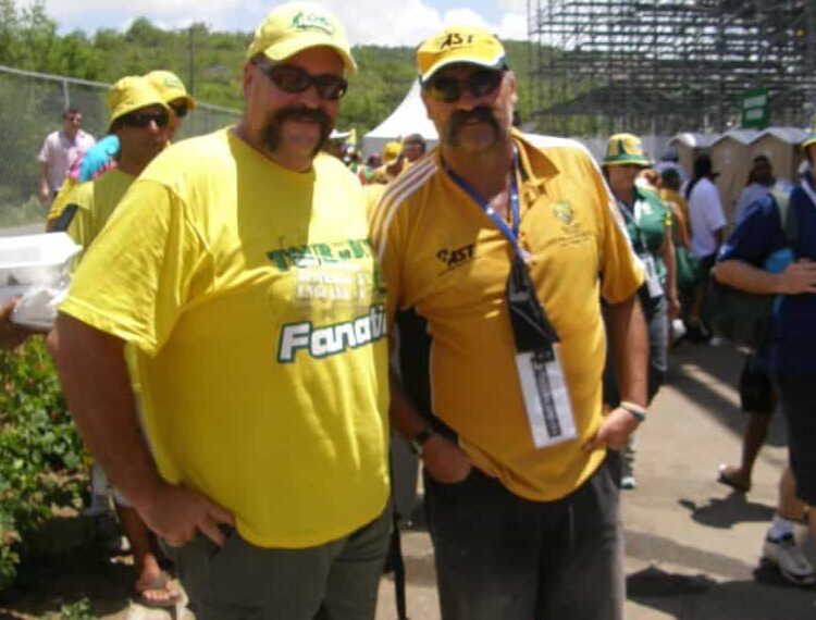 Dale Armstrong (left) with Merv Hughes - West Indies 2007