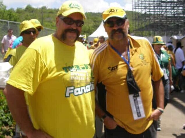 Dale Armstrong (left) with Merv Hughes - West Indies 2007