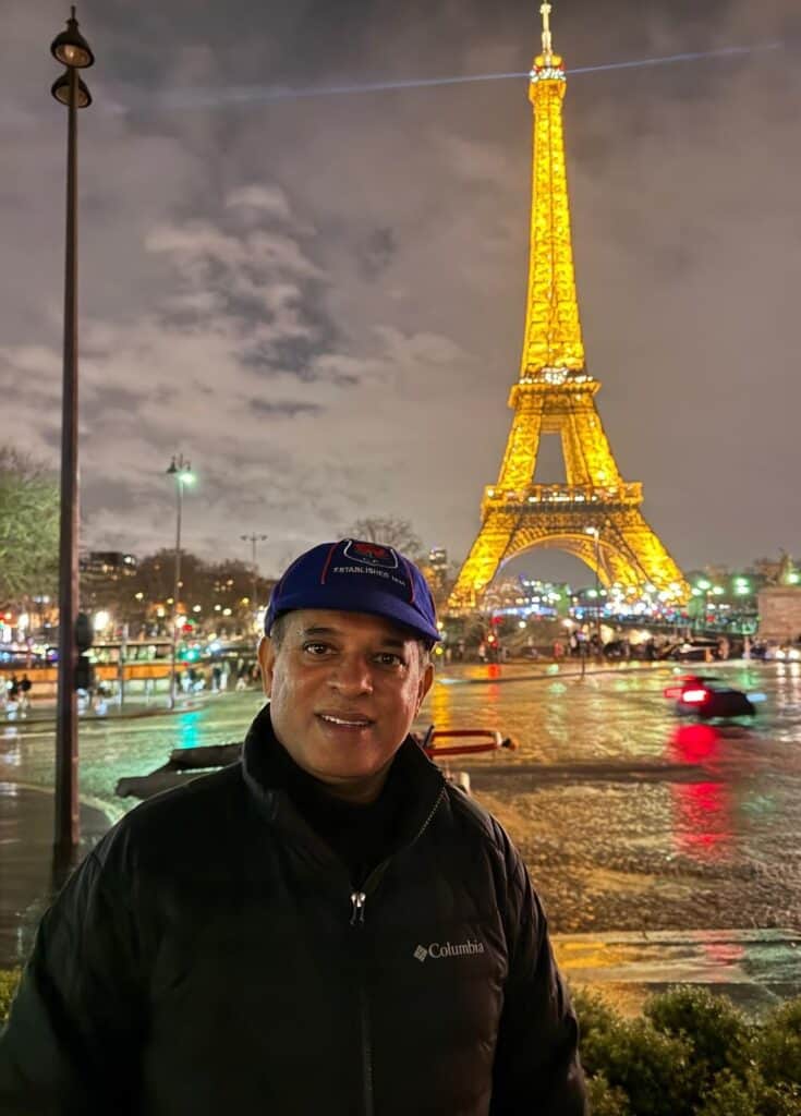 Ravi Gunna (D1 Blue) in Paris at the Eiffel Tower with his West Penno cap - 21012025