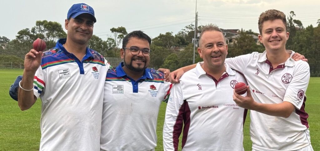 Match Ball Presentation in the C4 Whuite Vs Berowra game - Pritam Dhamija with Agniva Chakraborty (skipper) and Berowra players - Foxglove South - 08022025