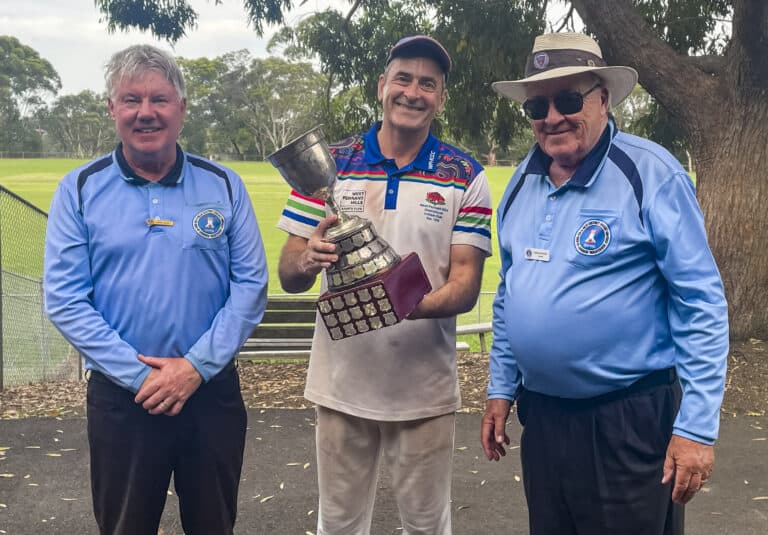 B1 Premiers (6/218) Vs St Ives Wahroonga (214) with Bruce Wood (umpire), Warren Schwartzel & Simon Moore (umpire) Parklands Oval - 16 March 2025