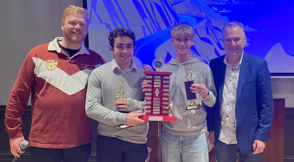 Presentation Night Outstanding Prospect 2024-25 - Jude Boyle & Oliver Makin with Cameron McBrien & Keith Knights (sponsor) - Castle Hill RSL - 09052025
