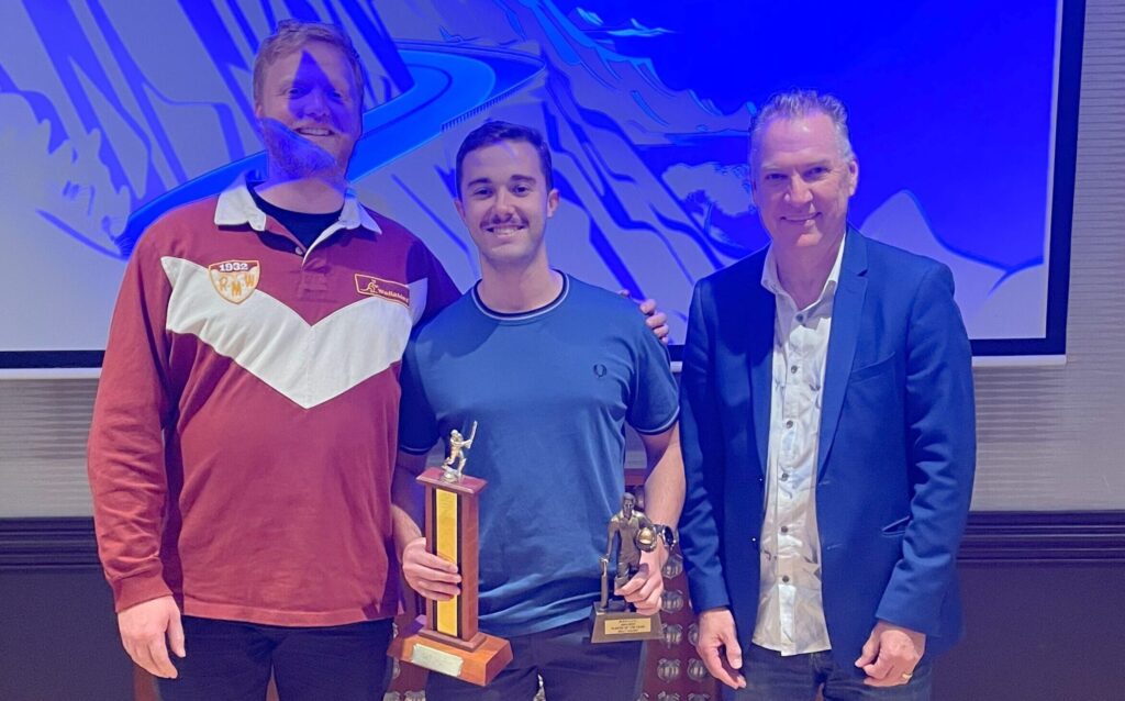 Presentation Night Player of The Year - Billy Gaunt with Cameron McBrien (A1 Capt) and Keith Knights (sponsor) - Castle Hill RSL - 09052025