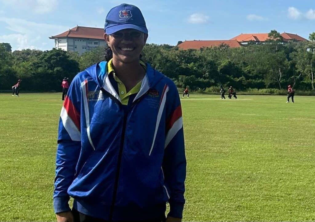 Trisha Yadav in Bali playing for the Australia India Womens CA - WBBI Kartini International T20 Series - taking time out to proudly display West Penno Colours - April 2025