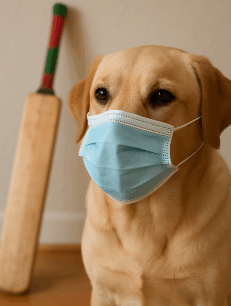 Covid dog photo ai produced