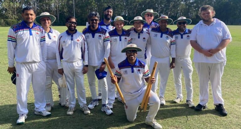 D1 Blue - Vs Kissing Point @ Auluba Oval - 14122025: standing L-R Niranjan Suruliappan, Navneet Singh, Mahesh Shinde, Vinoth Sambasivam, Tej Randhawa, Daniel McEwen, David Tanna, Glen McEwen, Malinda Dharmadasa, Shehan Fernando, Cory Brookhouse Seated : Bala Raghuraman