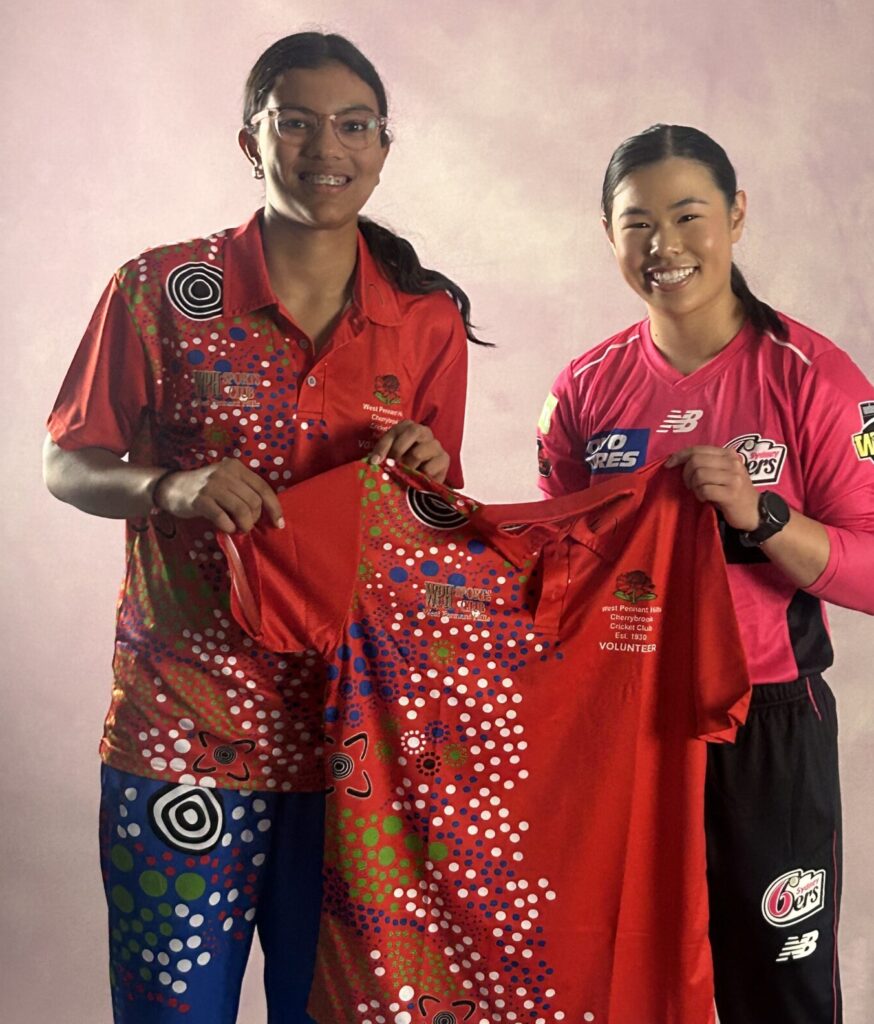WBBL Sixers - Photo shoot in West Penno shirt - Trisha Yadav & Lauren Kua - Cricket Central - 06112025