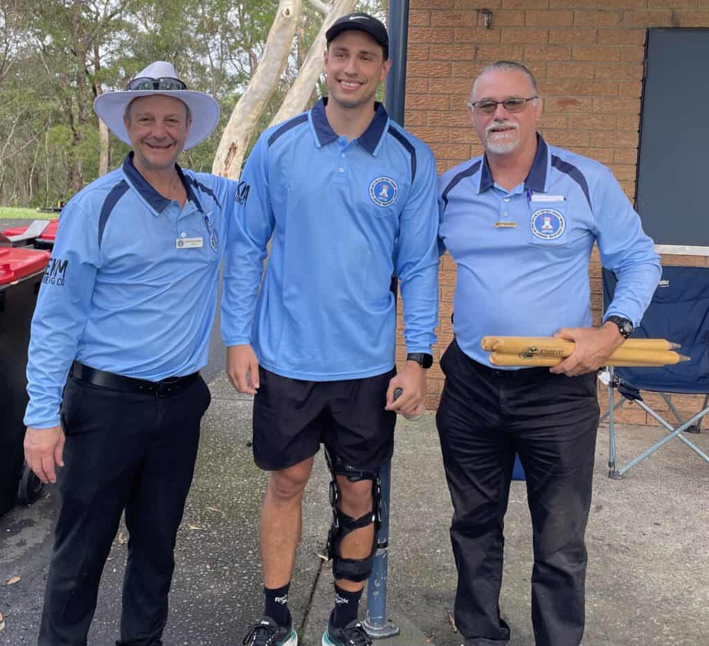 A1 - Semi Final - Jackson Preedy in full umpire gear (with Matt and Ian) before he went to go help with D2 - Parklands Oval - 28022026