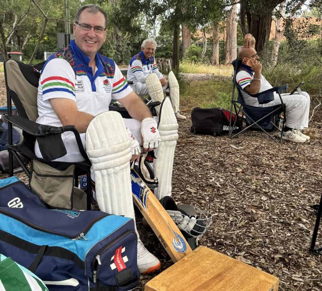 D1 Red - Dave Larkham batting at number 3 with Peter Lees & Munish Verma - Samuel King Oval - 28022026