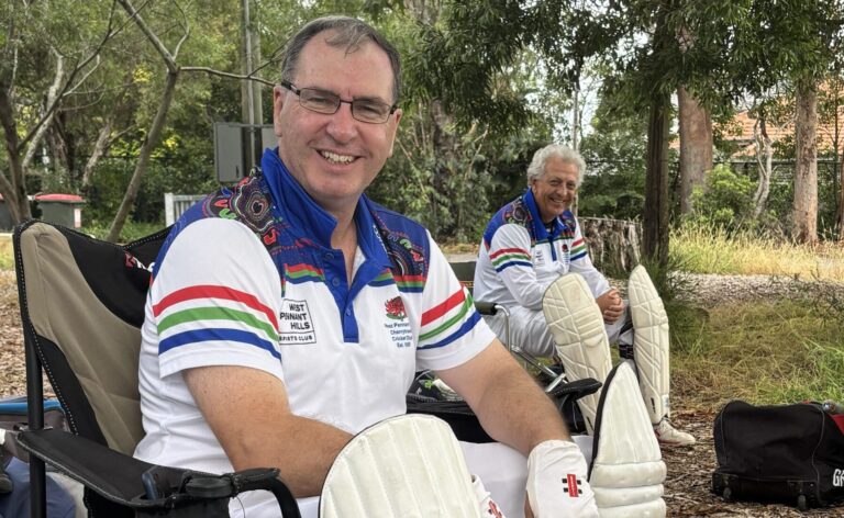 D1 Red - Dave Larkham batting at number 3 with Peter Lees & Munish Verma - Samuel King Oval - 28022026
