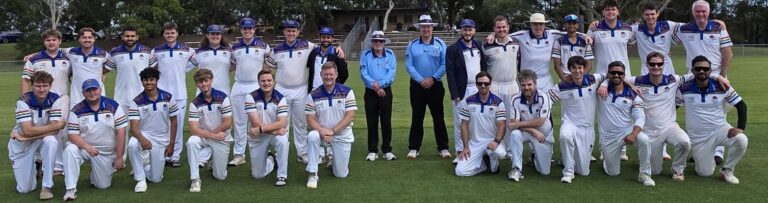 B1 - Grand Final - Sheep Station - WPHC Blue (Prats) Vs WHPC Red (Todd). Players from left to right: Oliver Linschoten, Pat Watkins, Reyhan Ahmed, Aden Hanich, Cameron Bliss, Ben Dunkerley, Will McLennan, Prats Datar (C),Geoff Hasler (Umpire) & Mark Adams (Umpire), Todd Hutchinson (C), Allec Silins, RK, Arjun Kodaganti, Daniel Fagg, Lachlan Edwards Front row: Ben Waldron, Nathan Watkins, TBA, Nick Price, Dean Carlin, Rick Turner - Aaron Carlini, Chris Williamson, Jack Hutchinson, Shomik Sengupta, Cameron Bish Reyhan Ahmed - Parklands Oval - 14032026