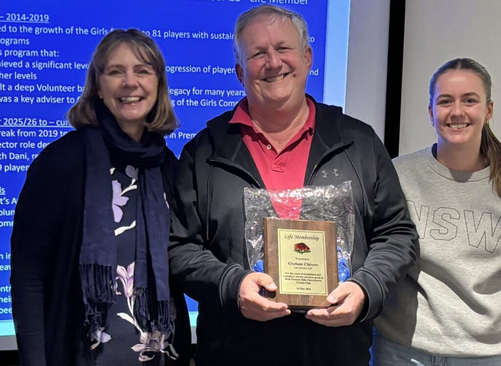 Life Member - Graham Chivers (#28) with Vanessa and Dani - WPH Sports Club - AGM - 23062026
