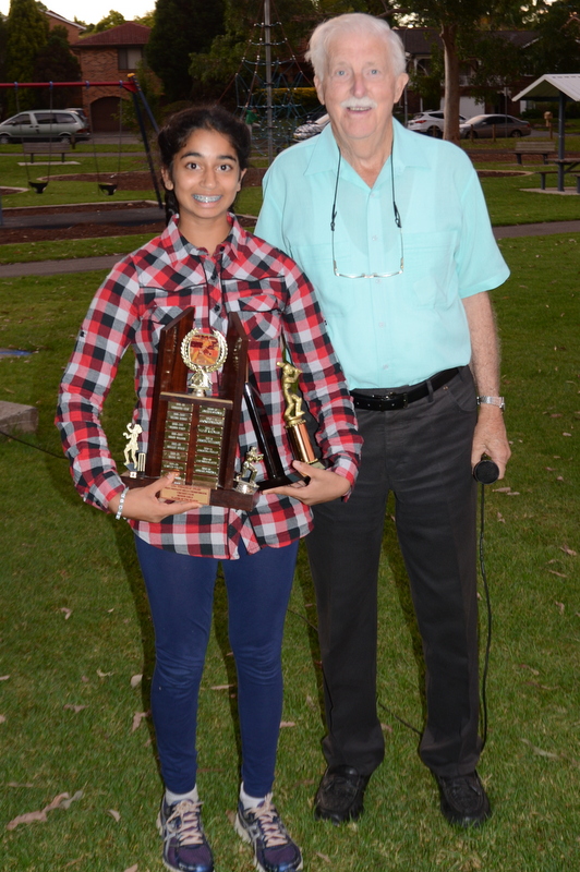 Abigail Pereira with Barry McDonald - Lisa Sthalekar Trophy (Senior Girls player of the Year 2015/16
