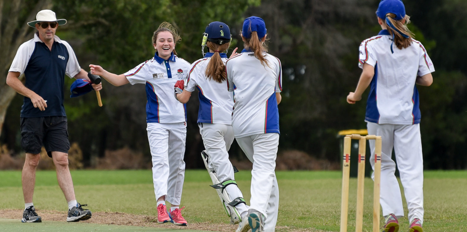 Anthea Johnson celebrates a wicket