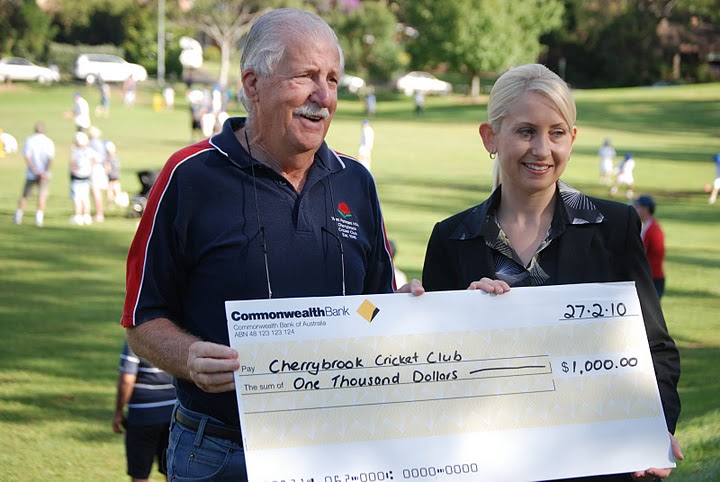 Barry McDonald receiving cheque from the CBA