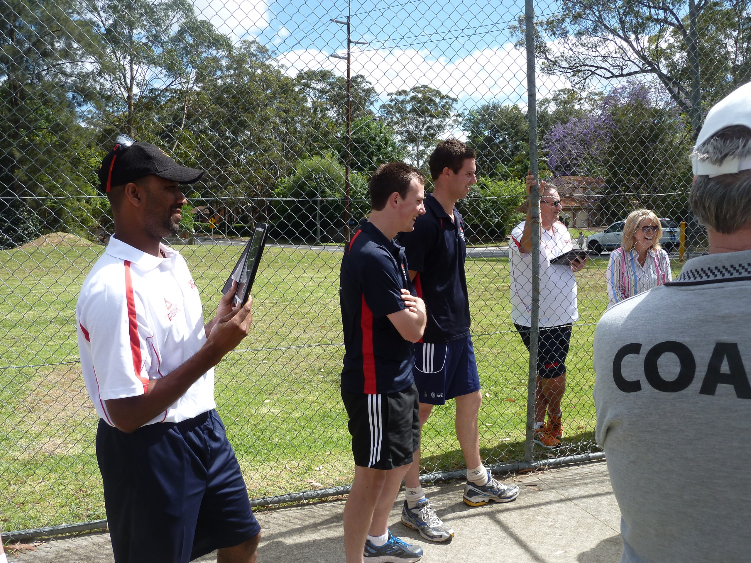 Corey Collymore (West Indies fast bowler) at the Craig McDermott Coaching Clinic with Matt Jobson and Scott Henderson - Sports Club Sunday 11 November 2012.