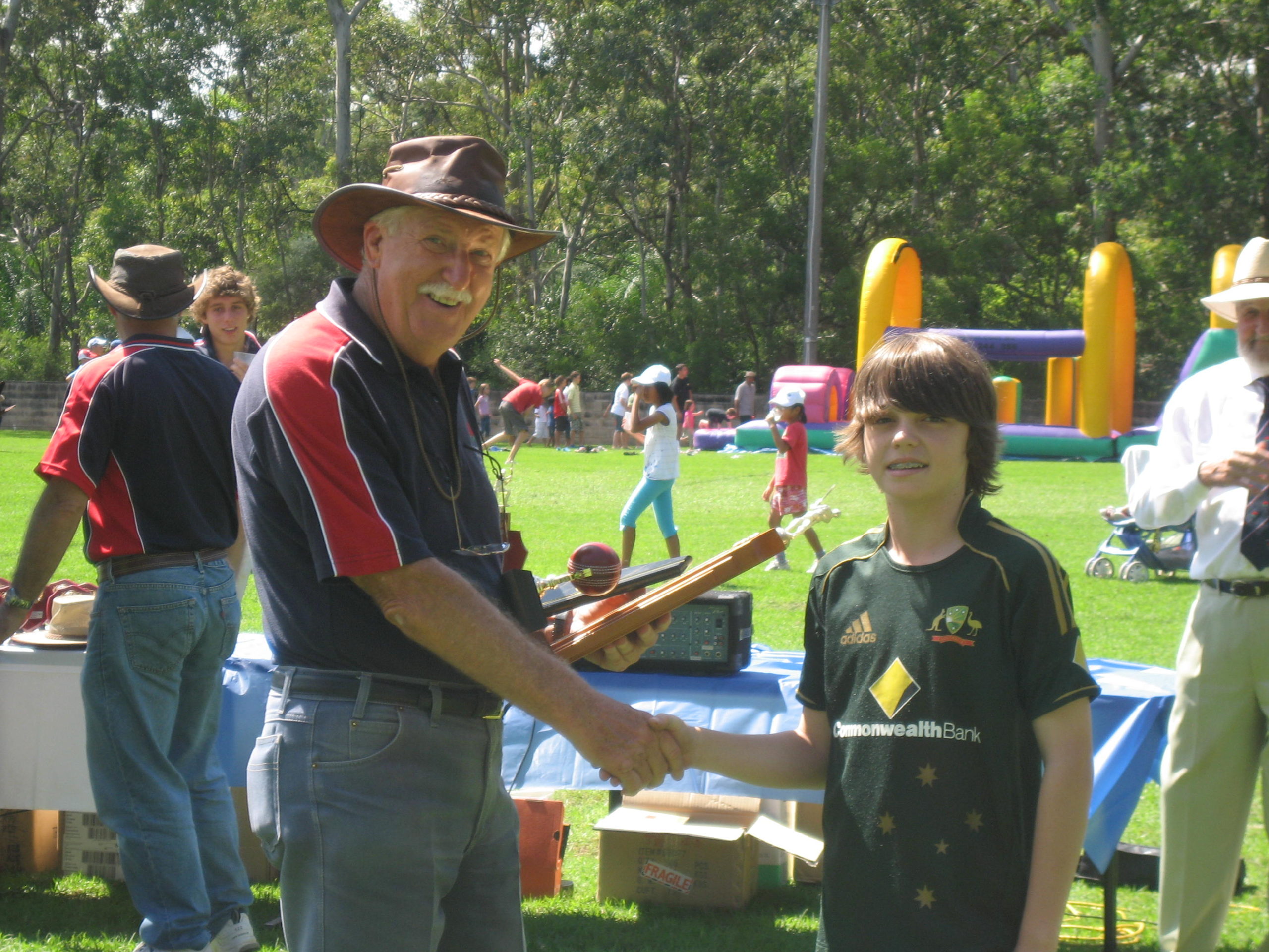 Hayden McWilliam with Barry McDonald - winner of the Charles Booth Memorial Award for U13's - Junior Presentation Day @ Campbell Park 15th March 2009.