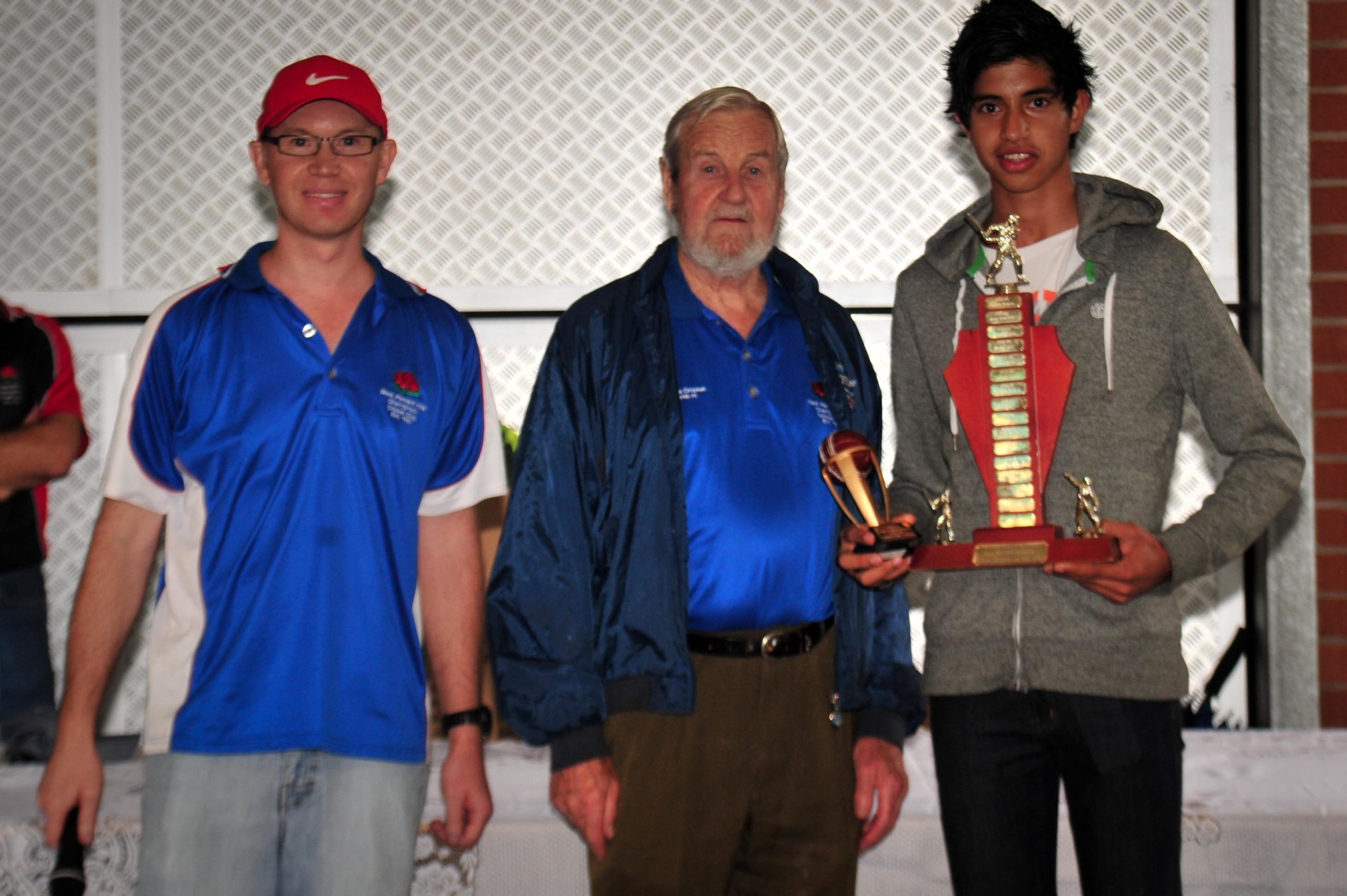 Mansimar Singh with James Trainor & John Coulthard - John Coulthard player of the Year