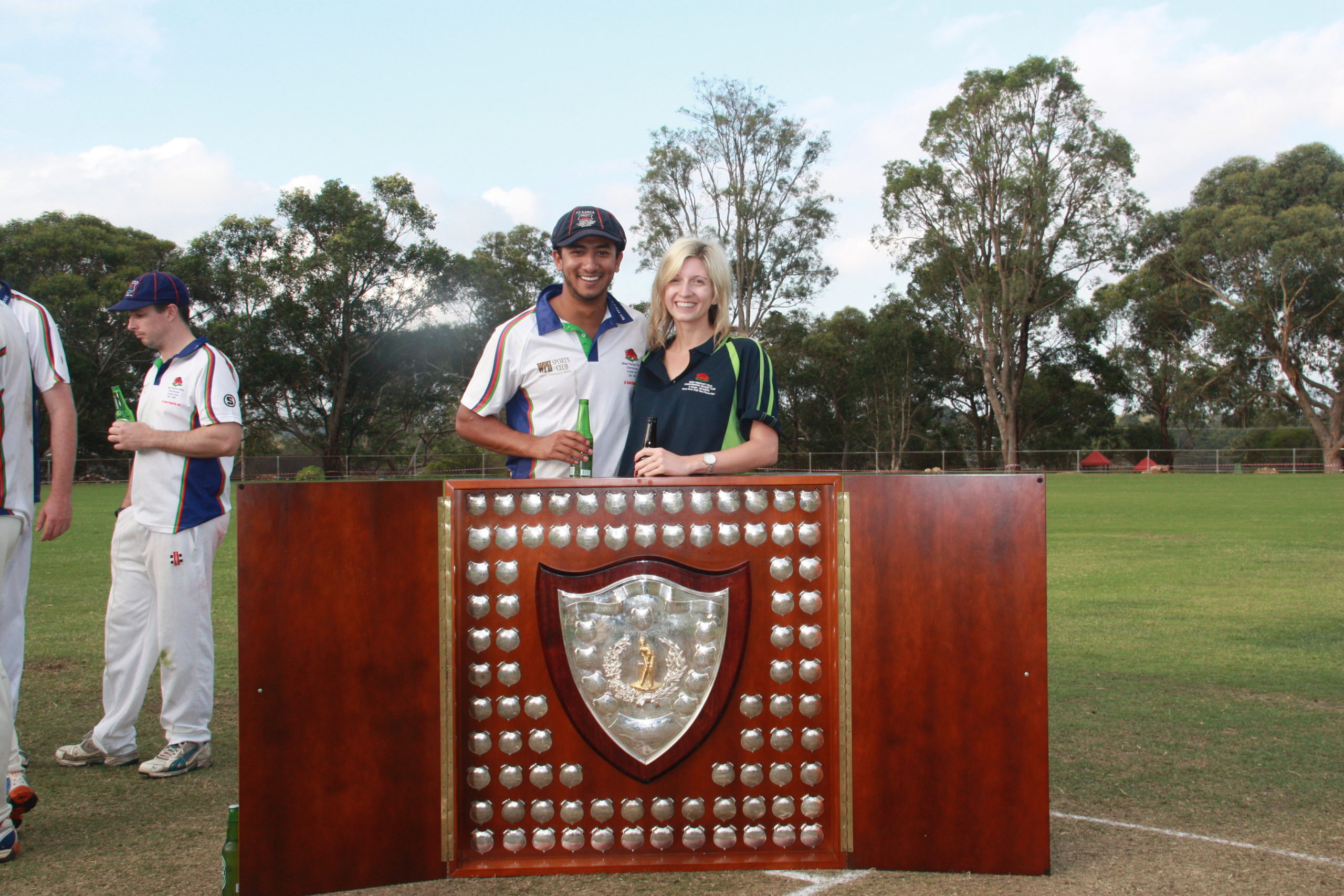 Sam Baidya and girlfriend Karina Velling - Rofie 3 Vs ARL @ Parklands Oval 30 March 2014